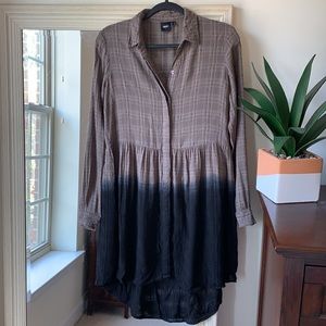 ASOS brown dip dye button-down long sleeve dress (US size 0) ✨